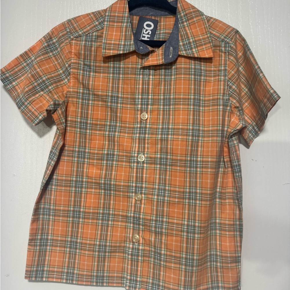 OshKosh B'gosh Orange and Green Plaid Shirt